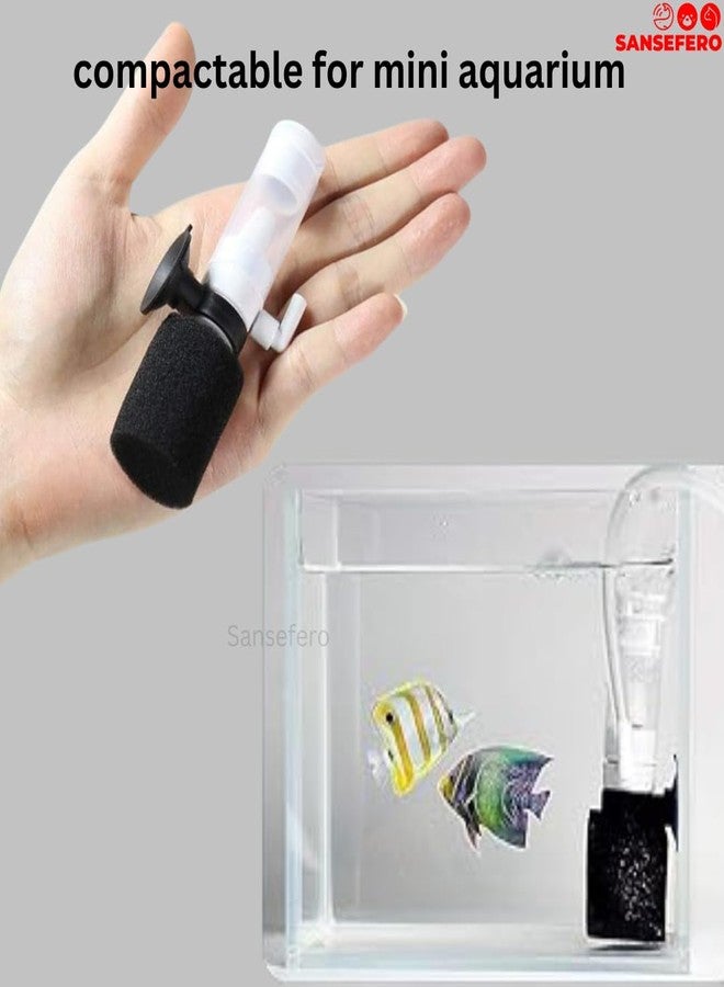 SANSEFERO فلتر إسفنجي نانو صغير من سانسيفيرو بريمير بلانتس، فلتر داخلي لحوض السمك، فلتر هواء فائق الهدوء مع أنبوب هواء، مناسب للمياه العذبة والمالحة، فلاتر إسفنجية بيوكيميائية (MB-201). - Image 4